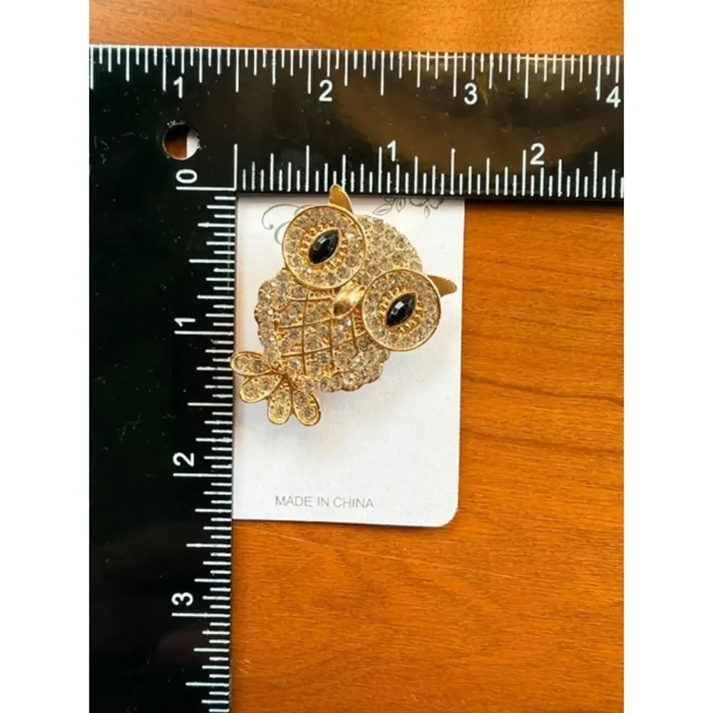 Enchanted Golden Wisdom Owl Brooch